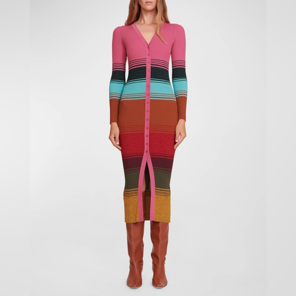 STAUD Shoko Dress in Mosaic Stripe NWT